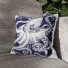 White Blue Octopus Kraken Tentacles Art Spun Polyester Square Pillow Case 14 × Home Decor