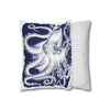 White Blue Octopus Kraken Tentacles Art Spun Polyester Square Pillow Case Home Decor