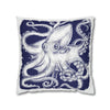 White Blue Octopus Kraken Tentacles Art Spun Polyester Square Pillow Case Home Decor