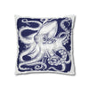 White Blue Octopus Kraken Tentacles Art Spun Polyester Square Pillow Case Home Decor