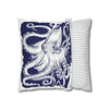 White Blue Octopus Kraken Tentacles Art Spun Polyester Square Pillow Case Home Decor