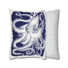 White Blue Octopus Kraken Tentacles Art Spun Polyester Square Pillow Case Home Decor