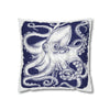 White Blue Octopus Kraken Tentacles Art Spun Polyester Square Pillow Case Home Decor