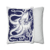 White Blue Octopus Kraken Tentacles Art Spun Polyester Square Pillow Case Home Decor