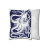 White Blue Octopus Kraken Tentacles Art Spun Polyester Square Pillow Case Home Decor