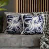 White Blue Octopus Kraken Tentacles Art Spun Polyester Square Pillow Case Home Decor