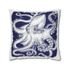 White Blue Octopus Kraken Tentacles Art Spun Polyester Square Pillow Case Home Decor