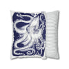 White Blue Octopus Kraken Tentacles Art Spun Polyester Square Pillow Case Home Decor