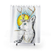 White Deer Stippling Doodle Ink Art Shower Curtains 71X74 Home Decor