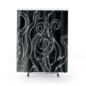 White Funky Tentacles Ii Ink Black Art Shower Curtains 71 X 74 Home Decor