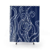 White Funky Tentacles Ii Ink Blue Art Shower Curtains 71 X 74 Home Decor