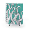 White Funky Tentacles Ii Ink Teal Art Shower Curtains 71 X 74 Home Decor