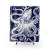 White Octopus Blue Ink Art Shower Curtains 71 X 74 Home Decor