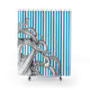 White Octopus Tentacles Kraken Blue Pinstripe Shower Curtains 71 X 74 Home Decor