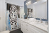 White Tiger Blue Ink Art Shower Curtain Home Decor