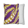 Yellow Octopus Kraken Tentacles Ink Purple Art Spun Polyester Square Pillow Case Home Decor