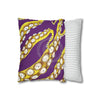 Yellow Octopus Kraken Tentacles Ink Purple Art Spun Polyester Square Pillow Case Home Decor