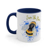 Save the Bees Watercolor Splash on White Art Accent Coffee Mug, 11oz