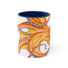 Orange Red Octopus Ink on White Art Accent Coffee Mug, 11oz