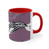 Orca Killer Whale Tribal Ink Purple Accent Coffee Mug, 11oz