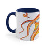 Orange Red Octopus Ink on White Art Accent Coffee Mug, 11oz