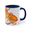 Orange Red Octopus Ink on White Art Accent Coffee Mug, 11oz