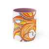 Orange Red Octopus Ink on White Art Accent Coffee Mug, 11oz