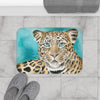 Amur Leopard Blue Eyes Watercolor Art Bath Mat Home Decor