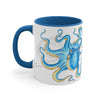 Blue Octopus Ink On White Art Accent Coffee Mug 11Oz