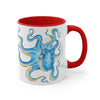 Blue Octopus Ink On White Art Accent Coffee Mug 11Oz