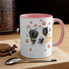 Border Collie Hearts On White Art Accent Coffee Mug 11Oz