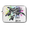 Free Orca Whales Splash White Laptop Sleeve 13