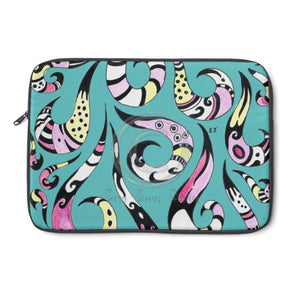 Funky Doodle Swirls Ink Teal Laptop Sleeve 13