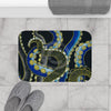 Gold Blue Tentacles Black Paper Texture Bath Mat Home Decor