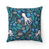Octopus Pattern Aqua Square Pillow Home Decor
