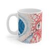 Octopus Red Blue Map Ink Splash Mug 11Oz