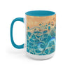 Octopus Tentacles Blue Orange Abstract Ink Arttwo-Tone Coffee Mugs 15Oz Mug