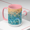 Octopus Tentacles Blue Orange Abstract Ink Arttwo-Tone Coffee Mugs 15Oz Mug