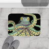 Octopus Tentacles Green On Black Bath Mat Home Decor