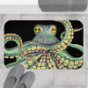 Octopus Tentacles Green On Black Bath Mat Home Decor