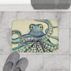 Octopus Tentacles Kraken Green On Beige Greenish Bath Mat Home Decor