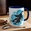 Orca Killer Whale Blue Circles Ink Accent Coffee Mug 11Oz