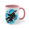 Orca Killer Whale Blue Circles Ink Accent Coffee Mug 11Oz