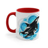 Orca Killer Whale Blue Circles Ink Accent Coffee Mug 11Oz