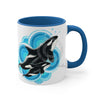 Orca Killer Whale Blue Circles Ink Accent Coffee Mug 11Oz /