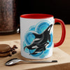 Orca Killer Whale Blue Circles Ink Accent Coffee Mug 11Oz