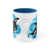 Orca Killer Whale Blue Circles Ink Accent Coffee Mug 11Oz