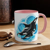 Orca Killer Whale Blue Circles Ink Accent Coffee Mug 11Oz