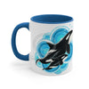 Orca Killer Whale Blue Circles Ink Accent Coffee Mug 11Oz