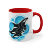 Orca Killer Whale Blue Circles Ink Accent Coffee Mug 11Oz